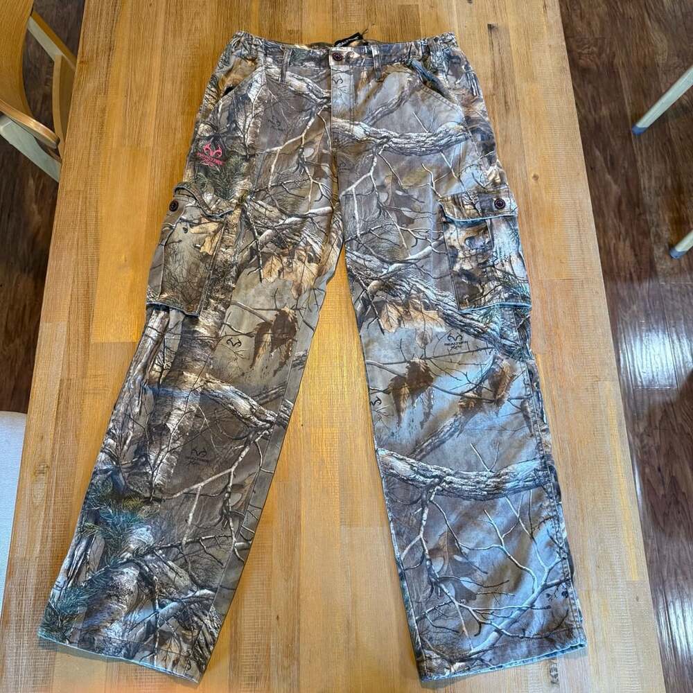 Realtree Xtra Camo Cargo Pants Size L Hunting Outdoor 59/41 Cotton Polyester